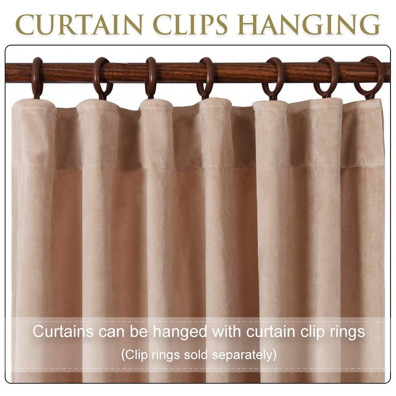 StangH Blush Beige Velvet Curtains Light Blocking Kids Curtains for Girls Bedroom, Rod Pocket Back Tab Privacy Thermal Insulated Drapes for Nursery/Classroom, W52 x L84 inches, 2 Panels - Image 3